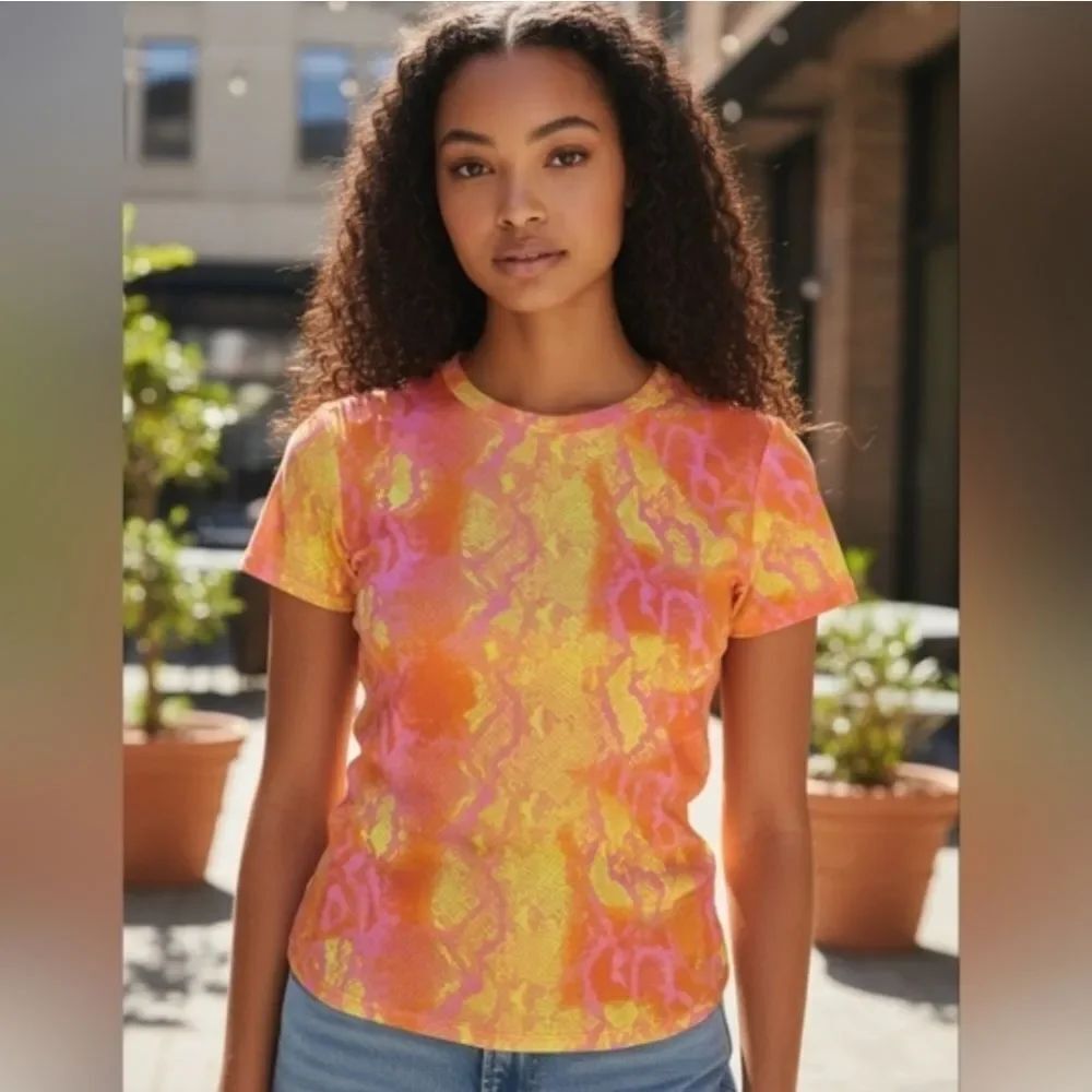 Women's Neon Pink and Yellow Top